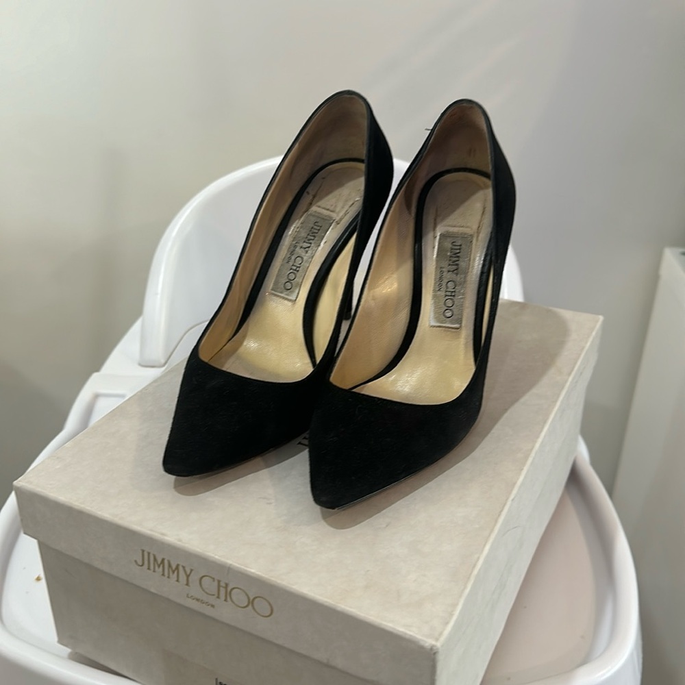 Jimmy Choo black suede heels